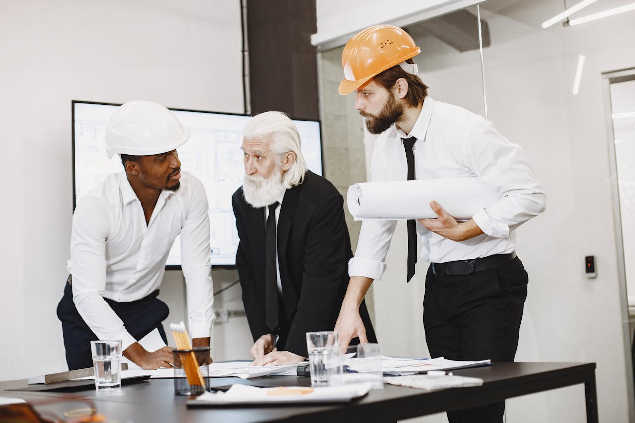 Project team discussing a contract notice