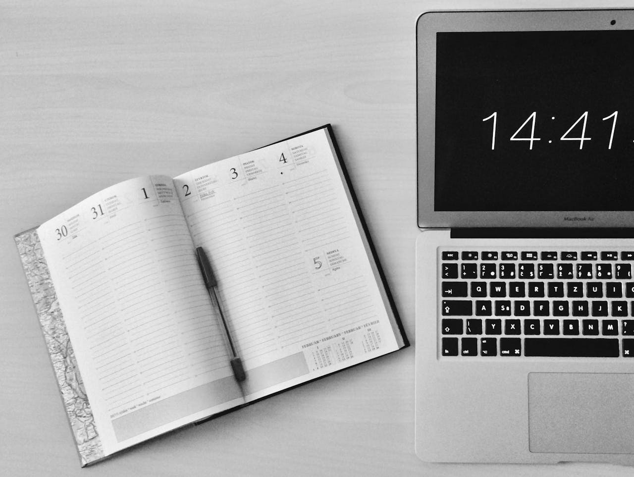 Diary and planner showing dates