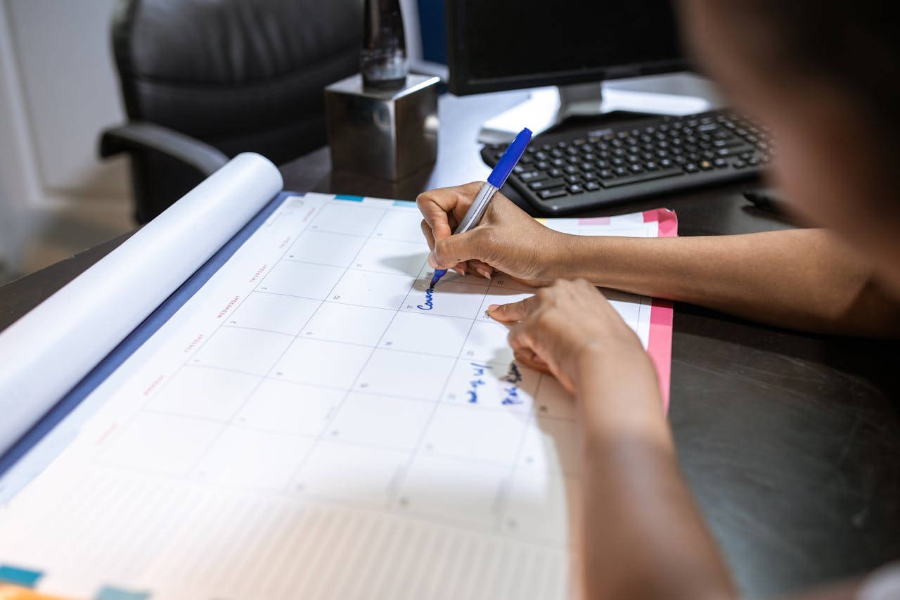 Marking up a project schedule by hand