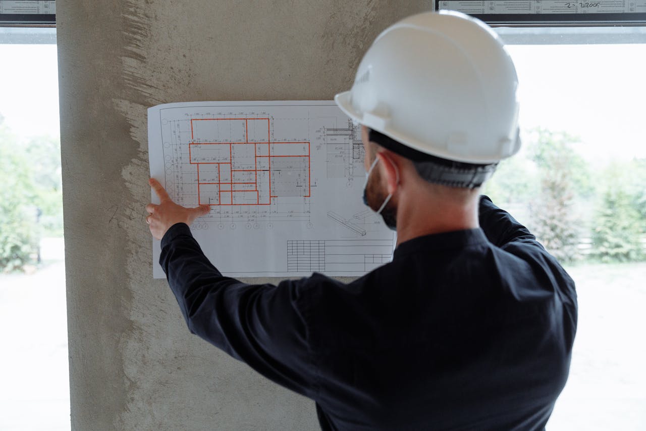 Engineer working on a construction programme